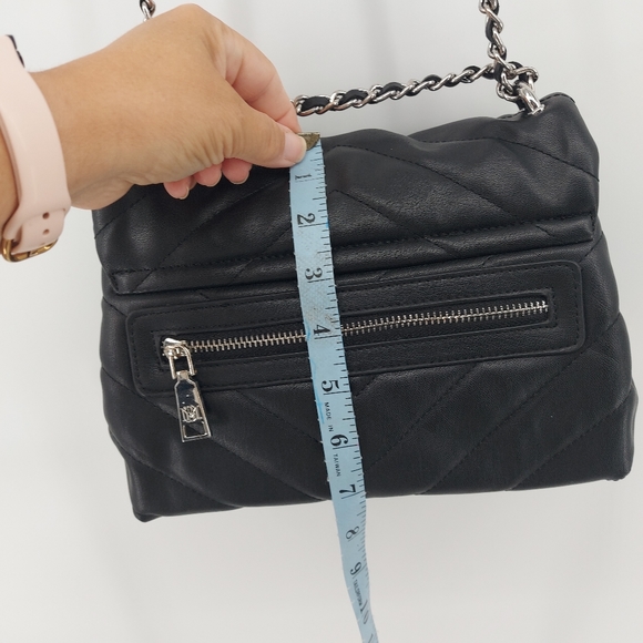 Badgley Mischka Black Quilted Vegan Leather Crossbody - Picture 13 of 14